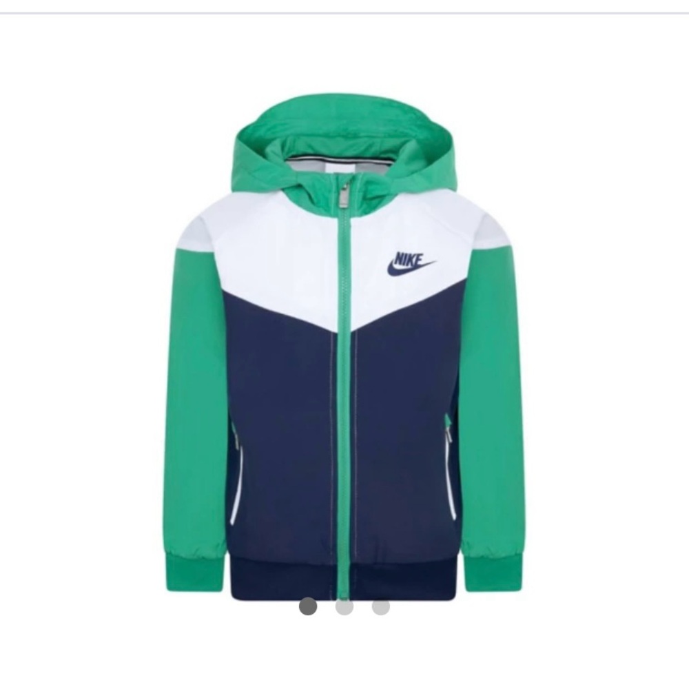 Nike Kids Tri-Color Hoodie - Green, White, and Navy 4T EUC